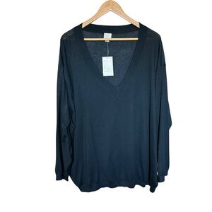 A NEW DAY SWEATER V-neck black knit sweater lightweight 3X NWT